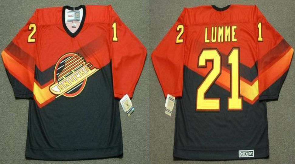 2019 Men Vancouver Canucks 21 Lumme Orange CCM NHL jerseys